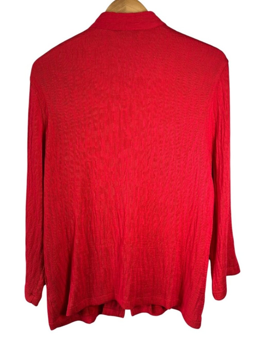 Caroline Rose Textured Red Crinkle Jacket 1X Rayon Blend Made in USA Art to Wear - Picture 5 of 7